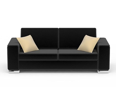 现代灰色绒布双人沙发模型3d模型