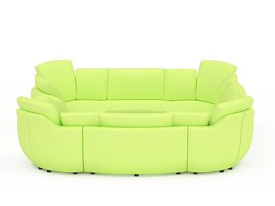 时尚绿色布艺多人沙发模型3d模型