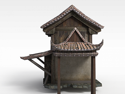 3d剑灵场景古代木屋模型