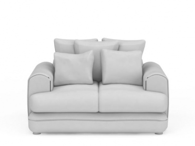 3d现代浅灰色布艺双人沙发免费模型