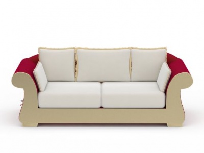 现代拼色布艺双人沙发模型3d模型