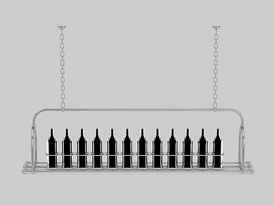 3d工业风酒瓶吊灯模型