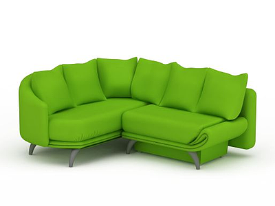 时尚绿色多人沙发模型3d模型