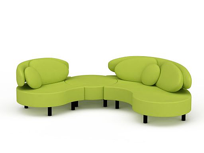 现代绿色布艺多人沙发模型3d模型