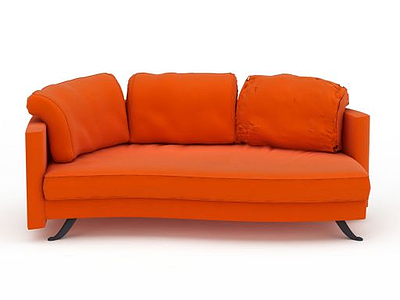 时尚橙色布艺休闲沙发模型3d模型