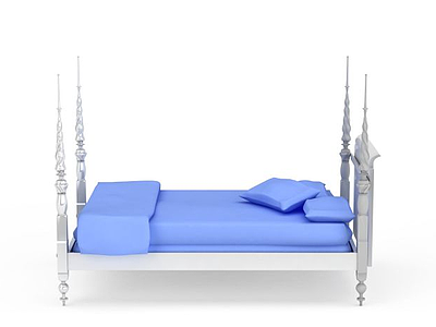 3d白色欧式单人床免费模型