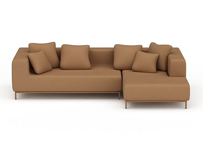 3d现代布艺驼色多人沙发免费模型