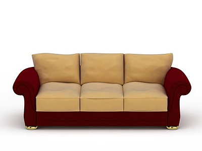3d现代红色布艺沙发免费模型