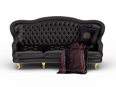 3d时尚黑色真皮软包沙发免费模型
