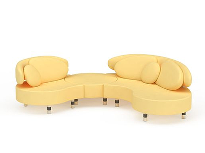 3d时尚黄色布艺多人沙发免费模型
