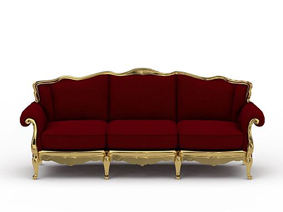 时尚大红色布艺沙发模型3d模型