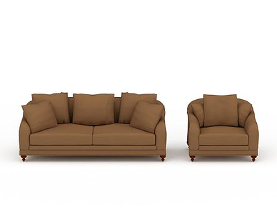 3d时尚咖啡色布艺沙发套装免费模型