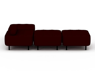 3d现代枣红色布艺组合沙发免费模型