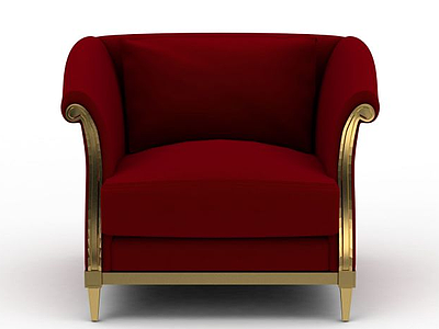 3d欧式红色布艺沙发免费模型