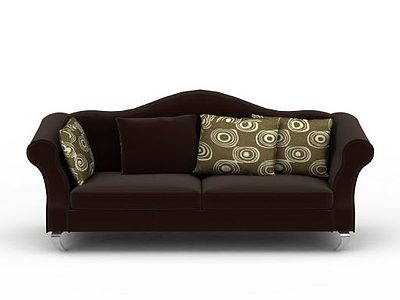 3d现代巧克力色绒布沙发模型