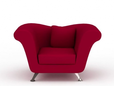 时尚枚红色休闲布艺沙发模型3d模型