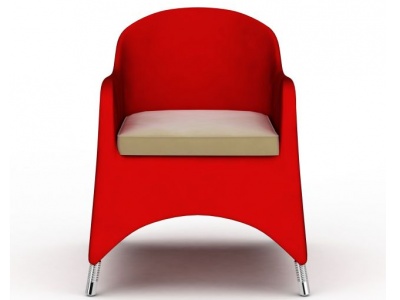 时尚大红色沙发凳模型