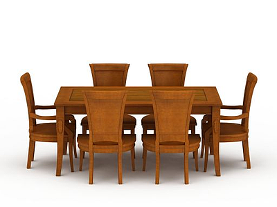 3d现代<font class='myIsRed'>实木餐桌餐椅组合</font>模型
