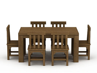 3d中式实木餐桌餐椅模型