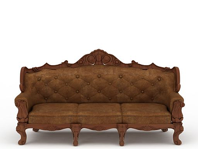 欧式棕色软包沙发模型3d模型