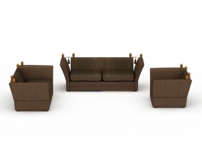3d简约咖啡色组合沙发模型
