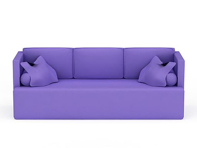 时尚紫色布艺多人沙发模型3d模型