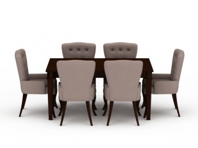 现代实木餐桌餐椅组合模型3d模型