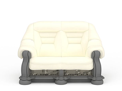 双人皮沙发模型3d模型