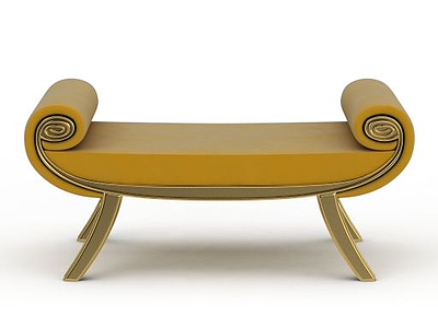 创意黄色布艺沙发凳模型