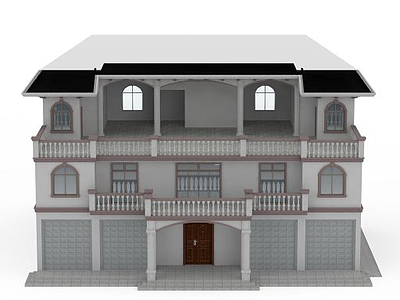 3d现代小洋楼别墅模型