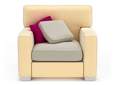 3d精品米色布艺单人沙发免费模型