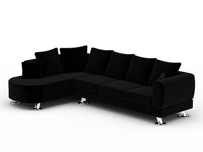 3d现代黑色布艺组合沙发免费模型