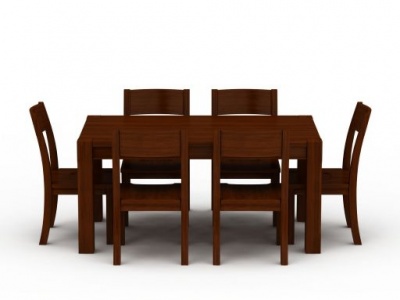 3d精品实木餐桌餐椅套装模型