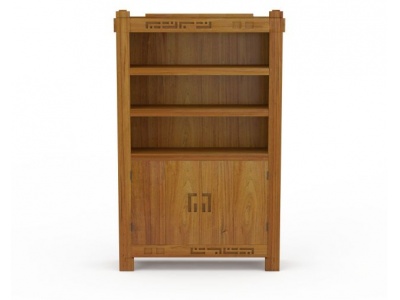 3d中式实木雕花书柜模型