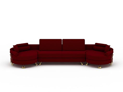 精美红色布艺休闲沙发模型3d模型