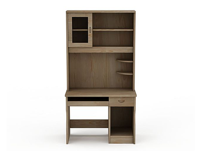 3d实木居家办公书柜模型