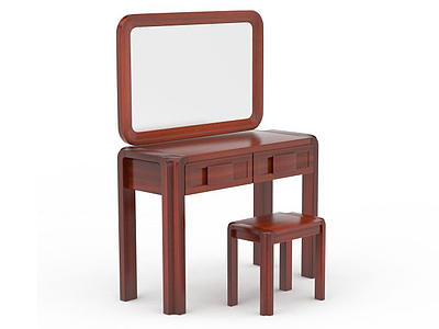 3d中式<font class='myIsRed'>红木梳妆台</font>桌椅组合模型