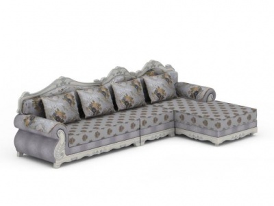 3d欧式印花布艺组合沙发模型