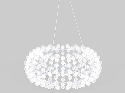 3d现代白色球形水晶吊灯免费模型