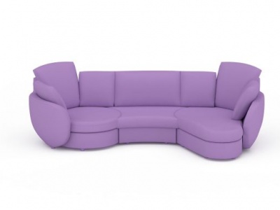 时尚浅紫色布艺多人沙发模型3d模型