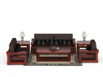 中式红木组合沙发模型3d模型