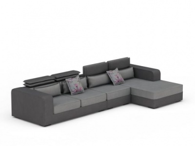 灰色布艺组合沙发模型3d模型