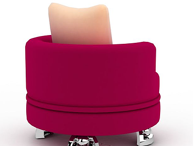 3d精品枚红色布艺公主沙发免费模型