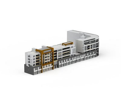 3d商业街大楼模型