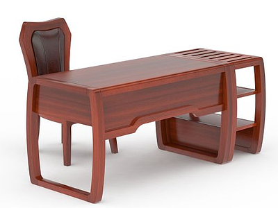 3d中式红木电脑桌椅模型