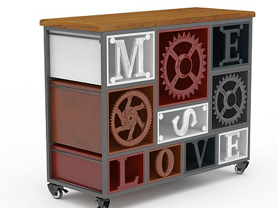 现代字母装饰移动边桌模型3d模型