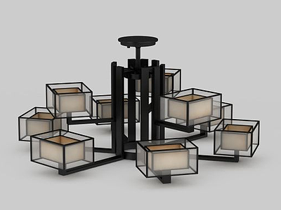 现代创意大厅吊灯3d模型
