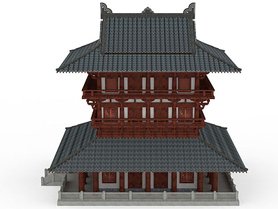 中式古建塔楼模型3d模型