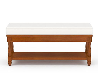 简约实木床尾凳模型3d模型