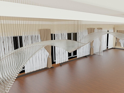 3d波浪弧线设计弯管吊灯模型